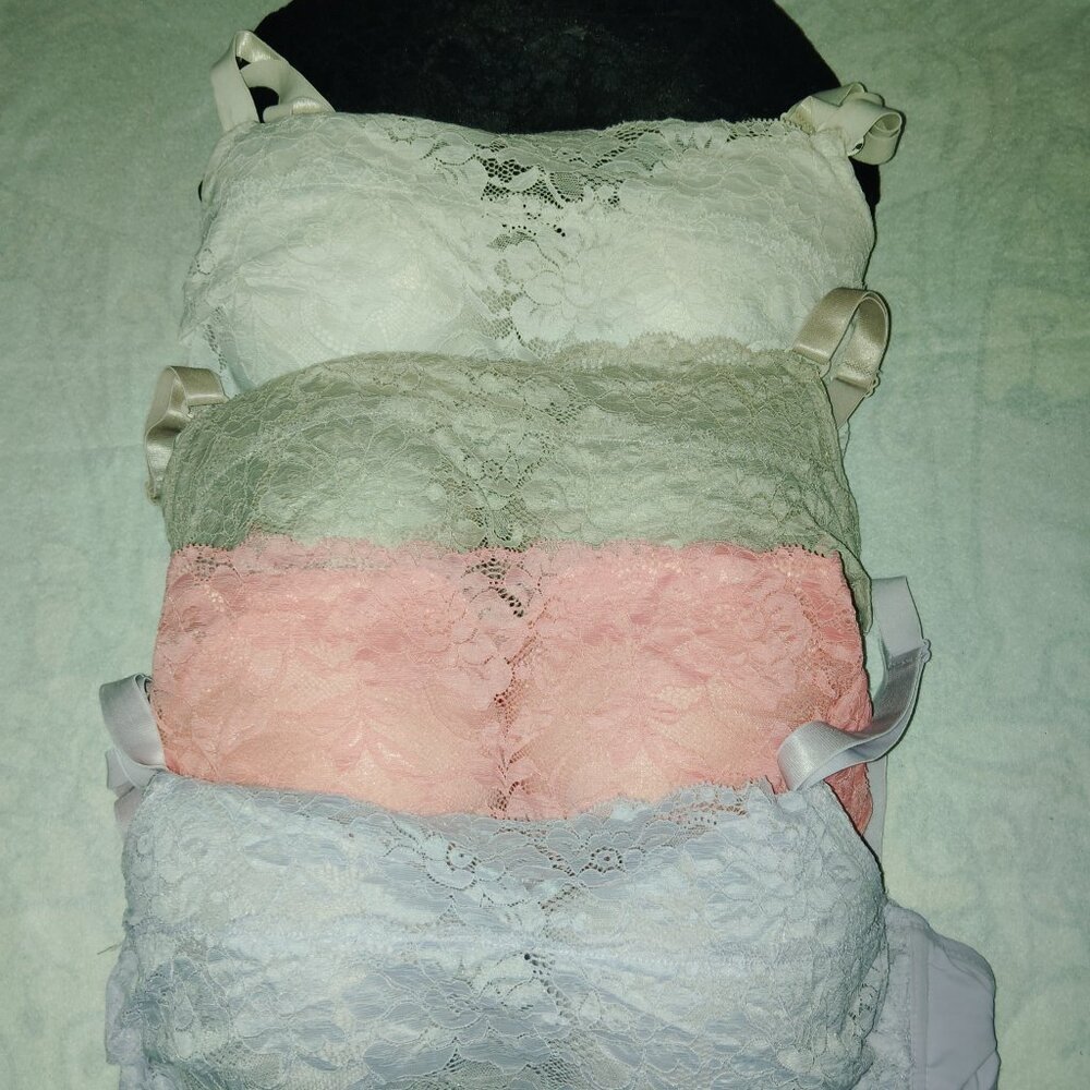 LOT OF 5 WOMENS BRAS EMILY JOHNSON 8236 LACE CAMISOLE PADDED UNDERWIRE SIZE 38D